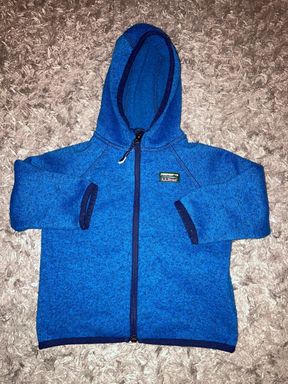 L.L. Bean Bright Blue Kids Hooded Zip Sweater spring jacket 6 12 m